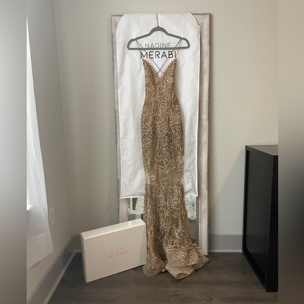 Nadine Merabi Stella Gold Dress XS